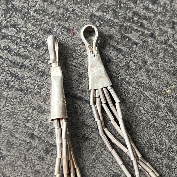 Vintage Native American Liquid Silver Necklace 5 Stranded Multi Chain Hook Clasp - Picture 5 of 5